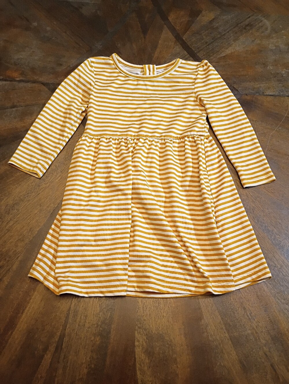 Member’s Mark Toddler Girls Mustard Yellow & White Stripe Knit Dress Size 2T